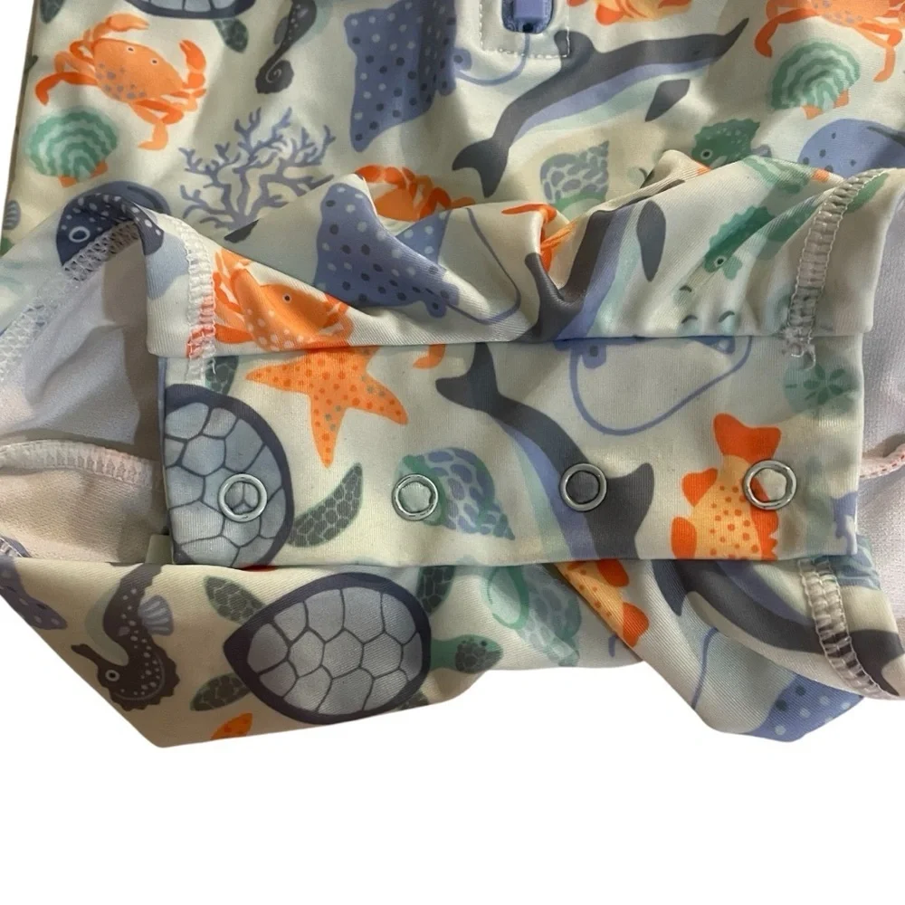 Tommy Bahama Kids Rashguard - Blue and Orange Ocean Print